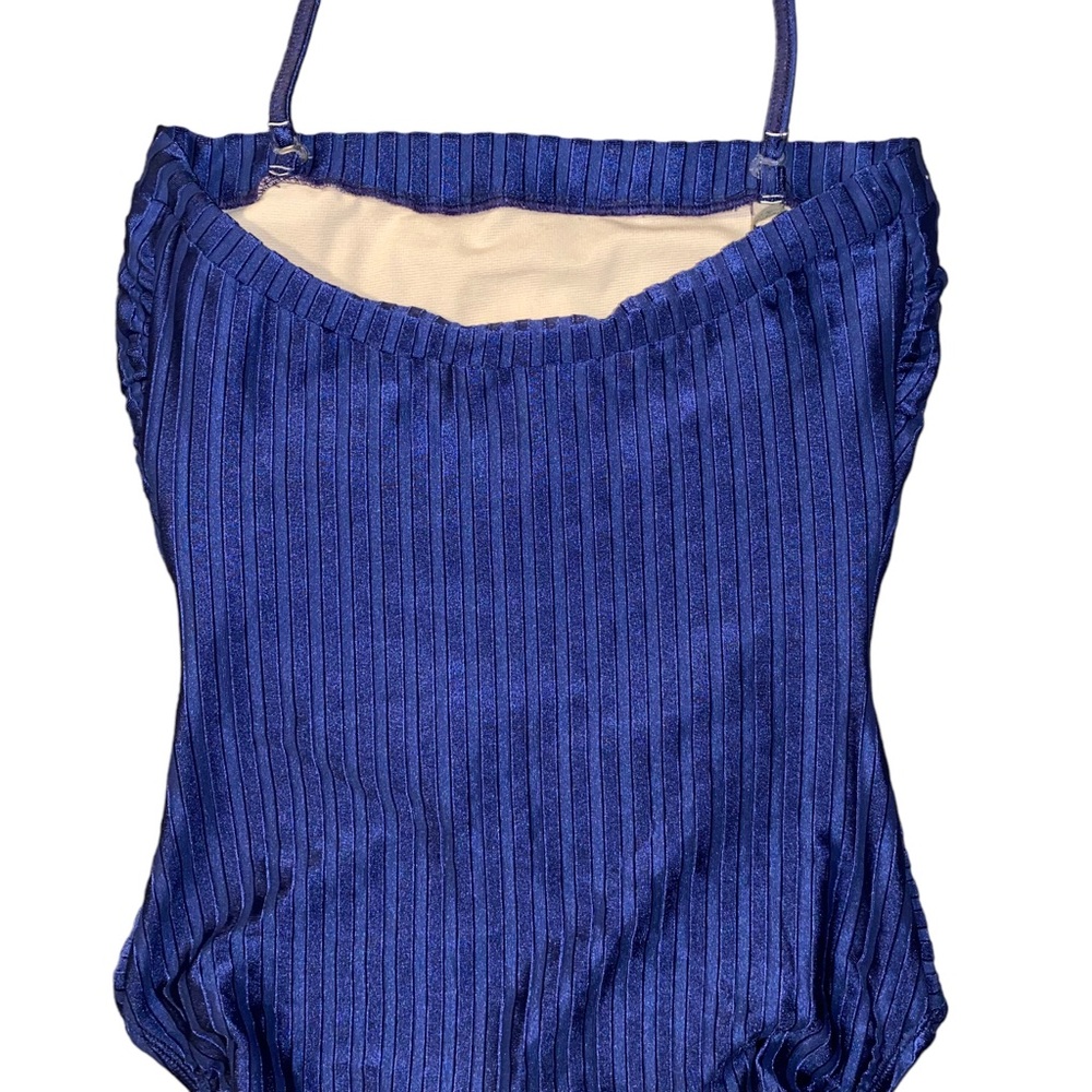 AUTH VTG Christian Dior Monogram Logo Ribbed Halter Strapless One Piece Swimsuit - Picture 15 of 16